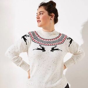 LOFT Reindeer Fair Isle Sweater Size XS